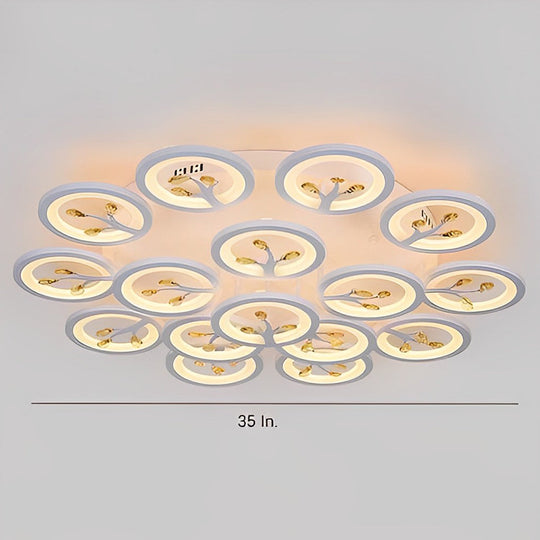 16 Lights Flower Dimmable LED White Nordic Ceiling Light – Flush Mount