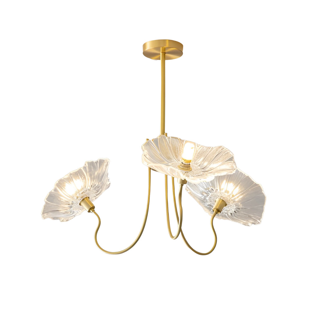 Personalized Flowers Glass Shades Copper Modern Minimalist Chandelier