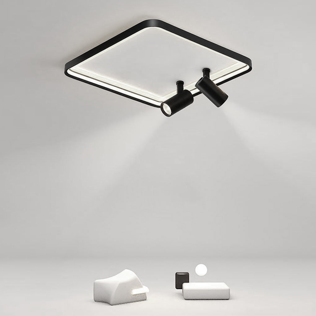 16'' Square Dimmable Flush Mount LED Light with 2 Adjustable Spotlights