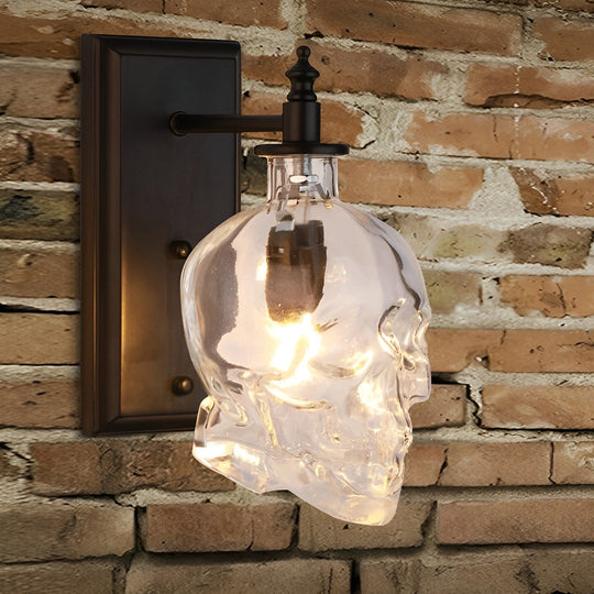 Retro Glass Skull Head LED Decorative Wall Lamp