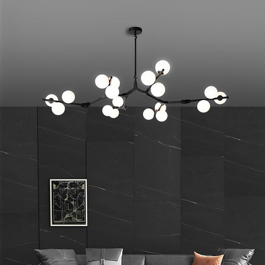 Nordic Style Modern Minimalist Cluster Metal Glass Chandelier – Black & Gold
