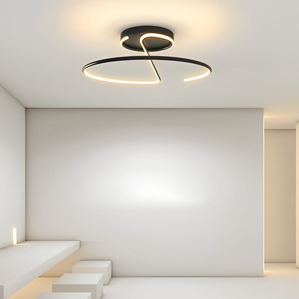 16" Wire-Inspired Circular Modern LED Semi-Flush Mount Ceiling Light