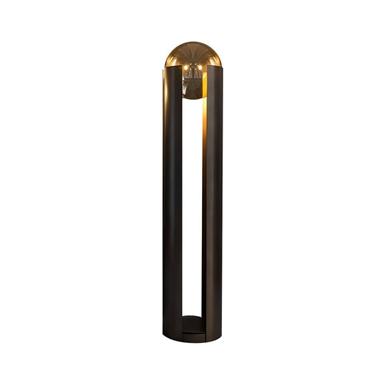 Amber Glass Ball Shade Lamp with Black Metal Base