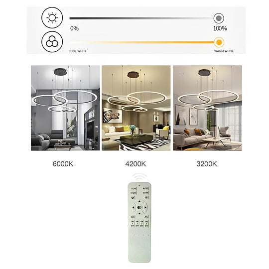 4 Circles Artistic Dimmable LED Modern Pendant Chandelier