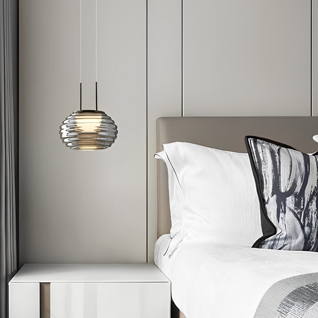 Creative Glass Ball LED Smoke Gray Nordic Pendant Light Island Lighting