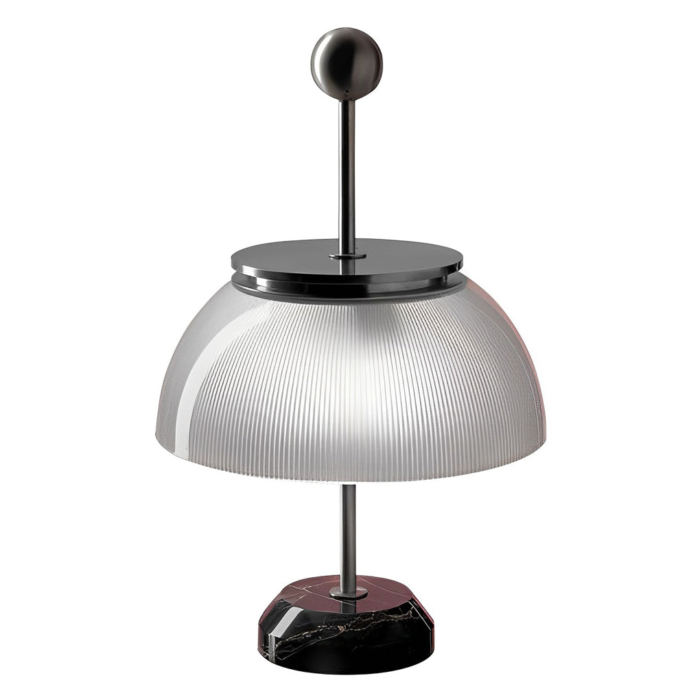 Ribbed Glass Bowl and Metal Italian Accent Table Lamp
