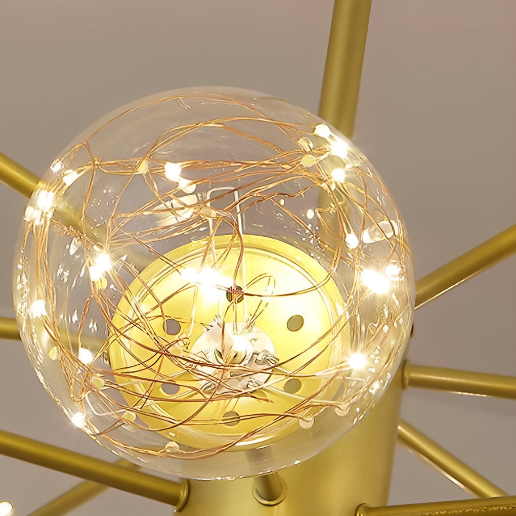 6-Light LED Glass and Gold Chandelier – Kitchen Pendant Lighting