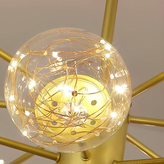 6-Light LED Glass and Gold Chandelier – Kitchen Pendant Lighting