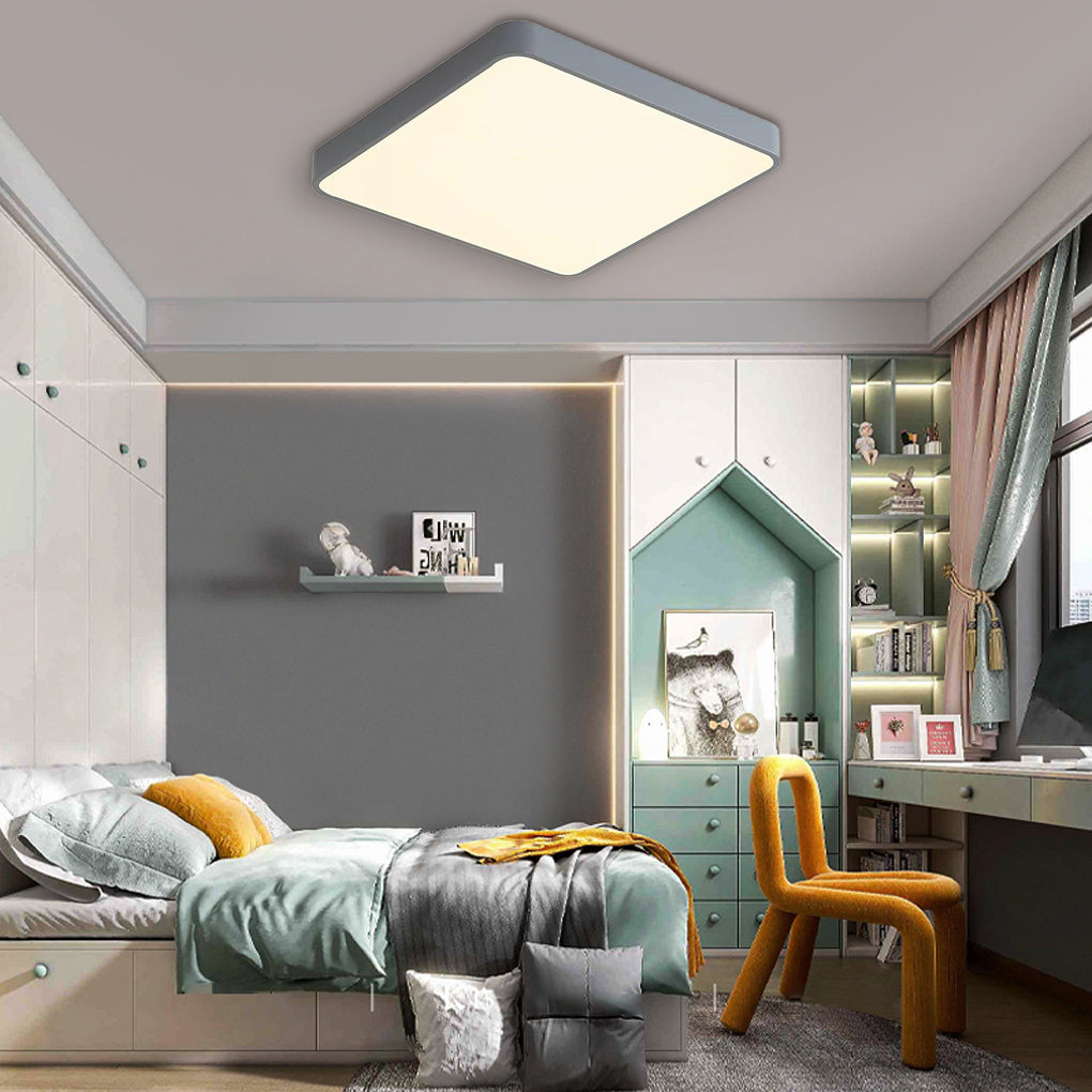 Square Modern LED Flush Mount Ceiling Light – Metal, PVC & Acrylic