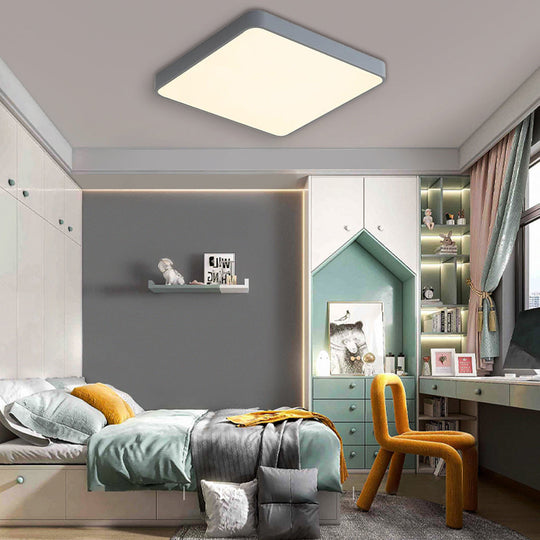 Square Modern LED Flush Mount Ceiling Light – Metal, PVC & Acrylic