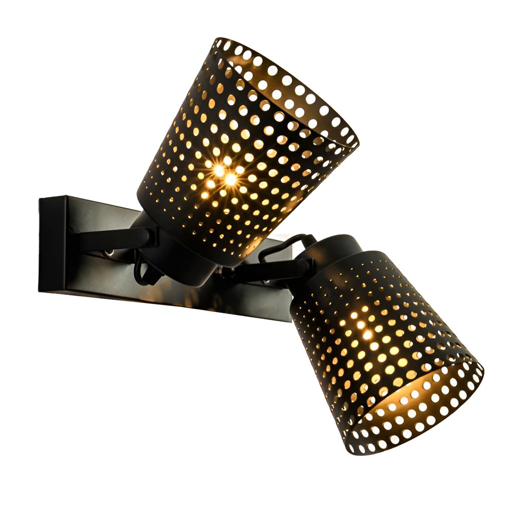 Retro Iron Hollow Adjustable Black Industrial Style Plug-in Wall Sconce