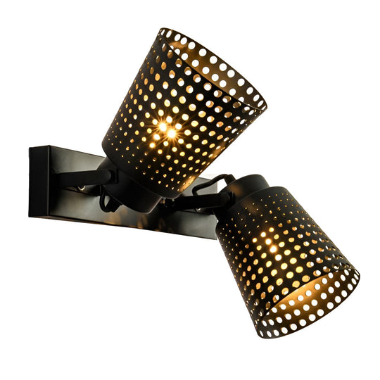 Retro Iron Hollow Adjustable Black Industrial Style Plug-in Wall Sconce