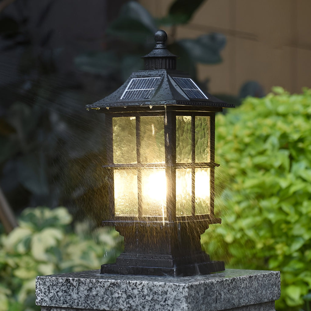 Waterproof Dimming LED Modern Solar Post Caps Light with Remote