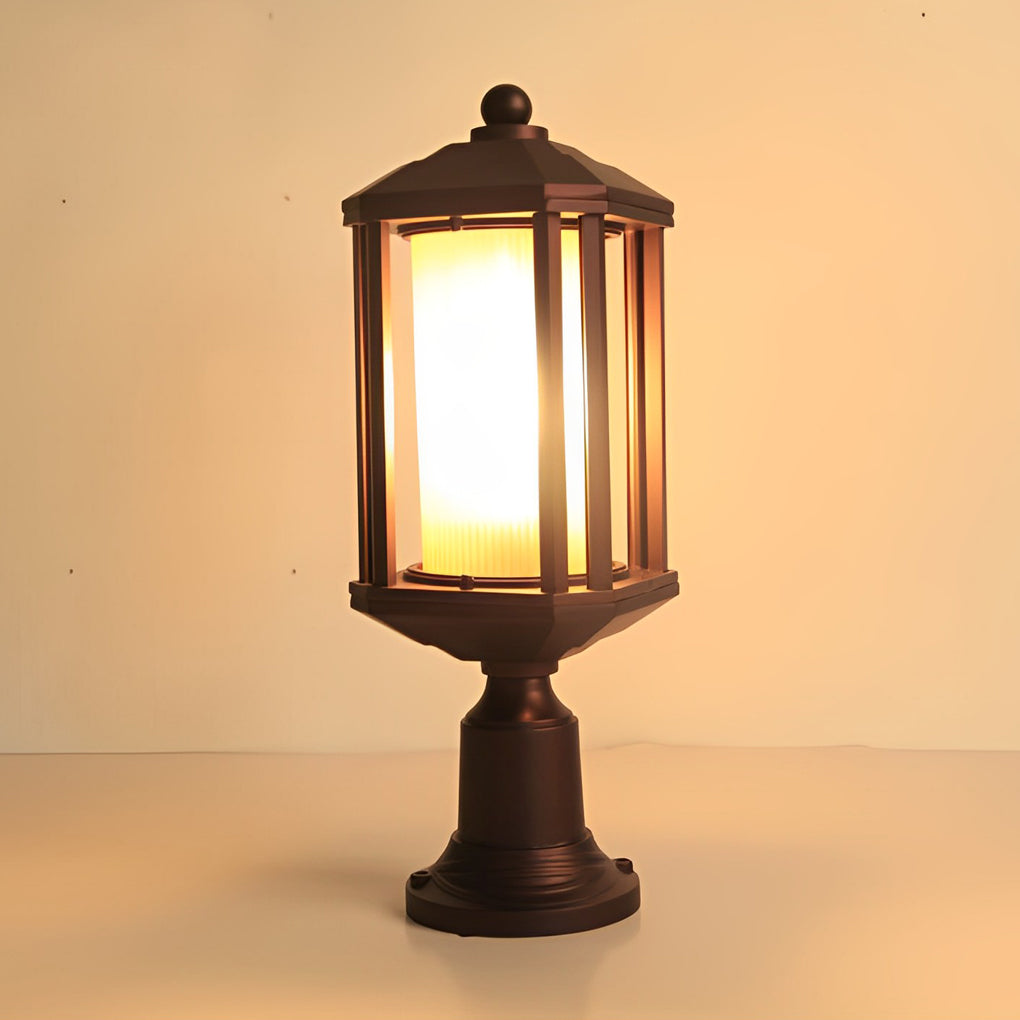 Retro Rose Gold Outdoor Pillar Lamp – Aluminum Waterproof Post Light