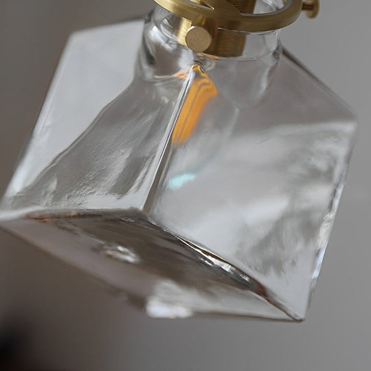Square Transparent Glass Modern Pendant Light for Kitchen Island