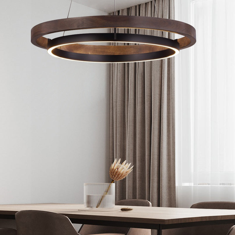 Round Minimalist Three-Step Dimming LED Black Modern Pendant Light
