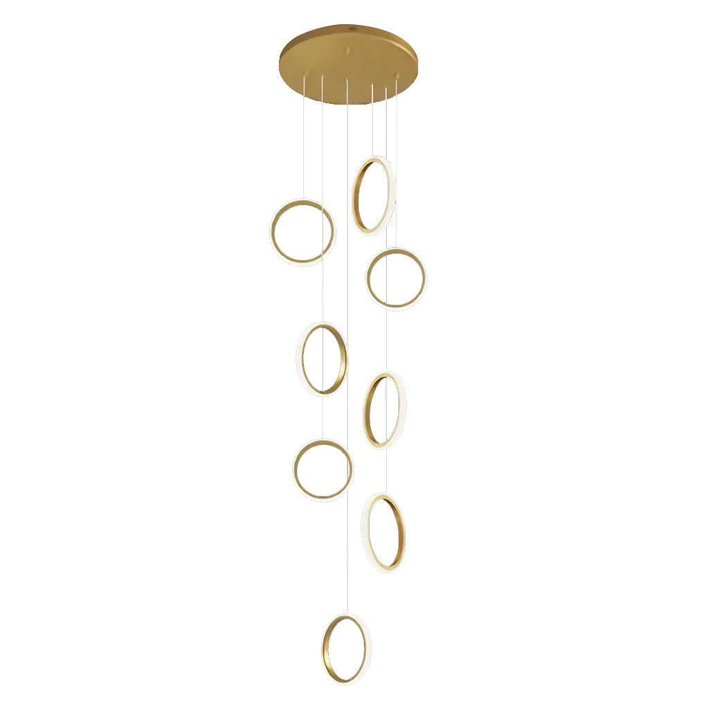 Round 6/8-Ring LED Long Staircase Chandelier – Simple Modern Design