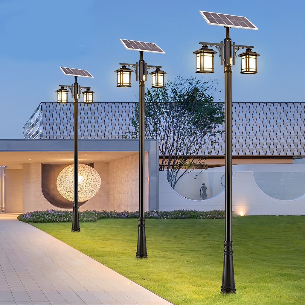 Vintage Waterproof 3-Step Dimming LED Solar Outdoor Pole Light