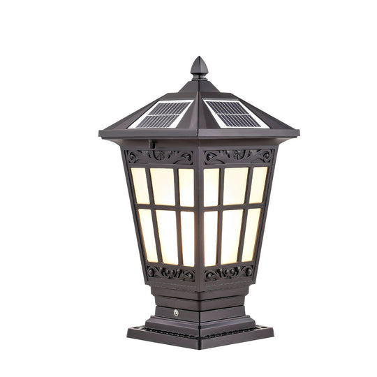 Waterproof Aluminum LED Brown Retro Solar Post Cap Lights Pillar Lamp