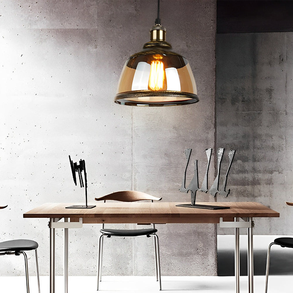 Green Bronze Glass Antique Industrial Style Pendant Light
