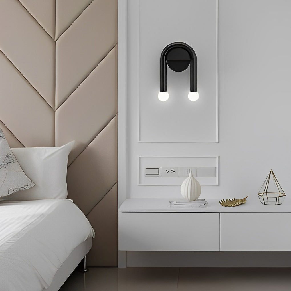 Two Light Nordic Black LED Wall Lamp