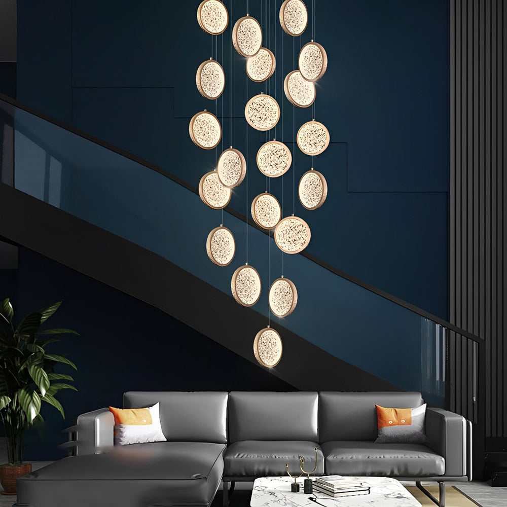 Creative Round Iron Acrylic Three-Step Dimming Modern Pendant Light