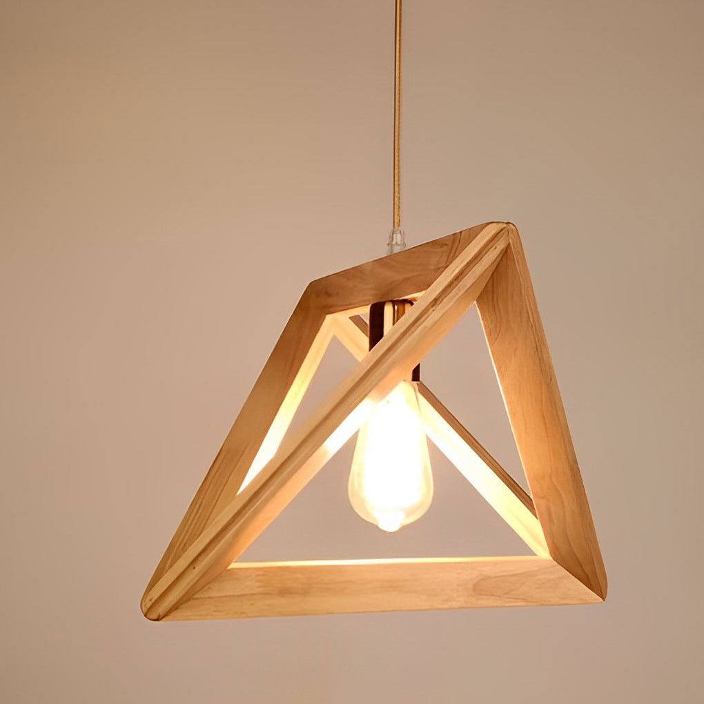 Creative Wood Frame Geometric Art Minimalist Nordic Pendant Light