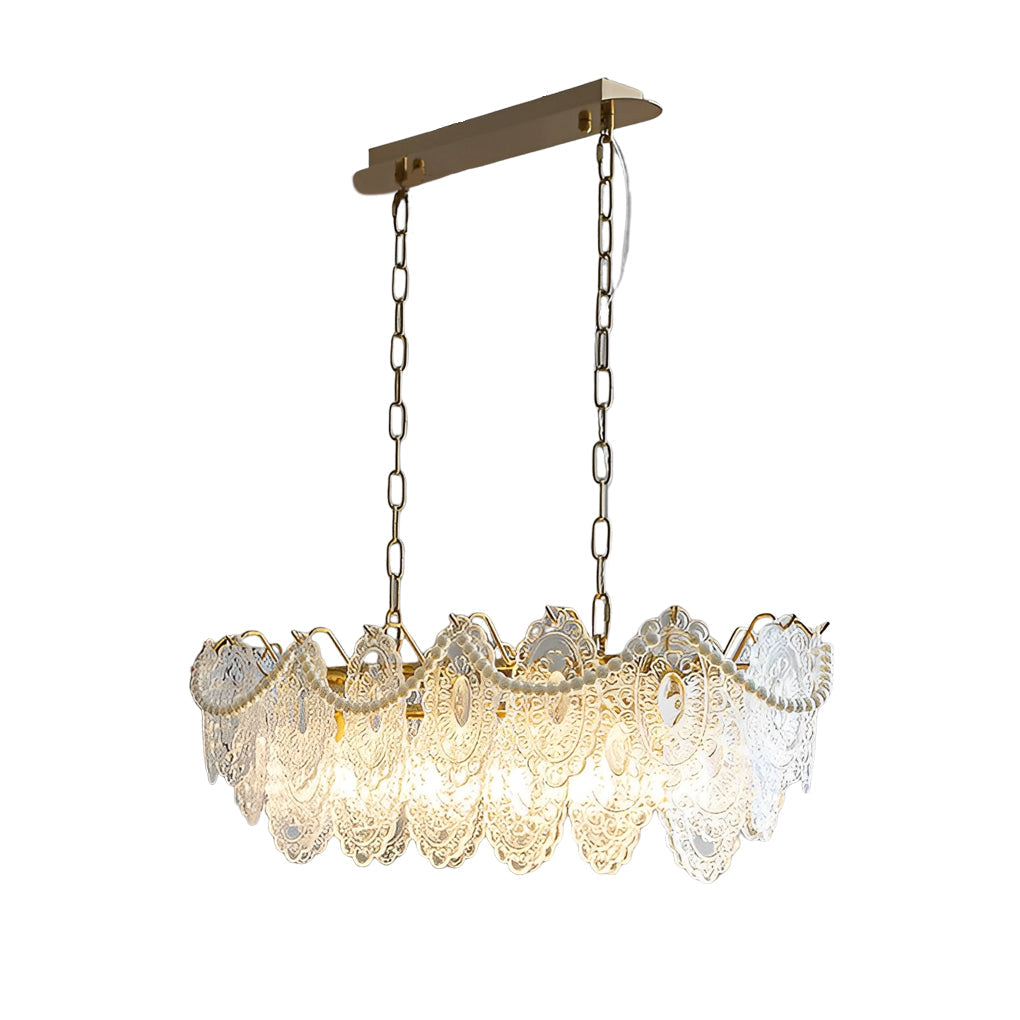Glass LED 3-Step Dimming Luxury Pearls Decor French Style Chandelier