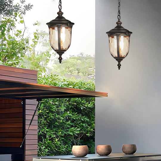 Waterproof Glass European Style Black Outdoor Chandelier Light