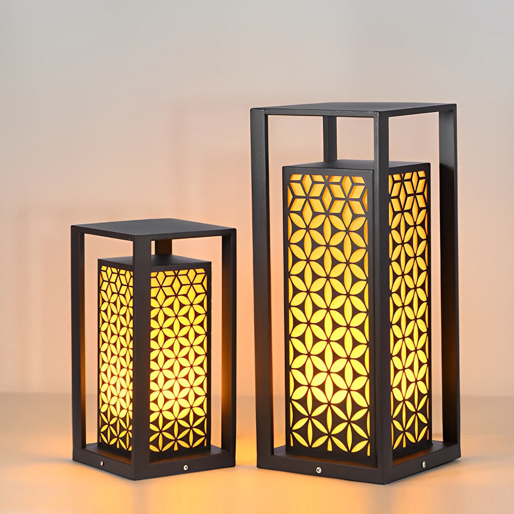 Floral Pattern Black LED Outdoor Lawn Pathway Light