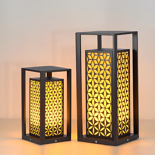 Floral Pattern Black LED Outdoor Lawn Pathway Light