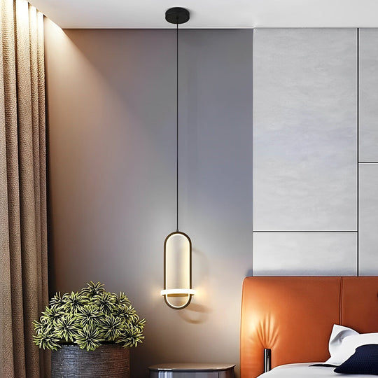 Artistic Rounded Rectangle LED Modern Pendant Lighting Kitchen Island Light