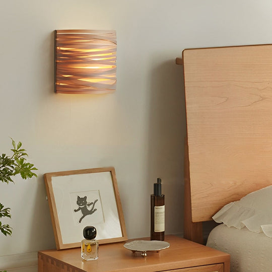Semi-Cylindrical Handmade Wood Decorative Wall Lamp