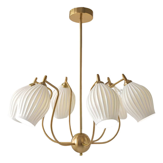 4 Lights Ceramic Flower-Shaped Warm Light Modern Ceiling Light