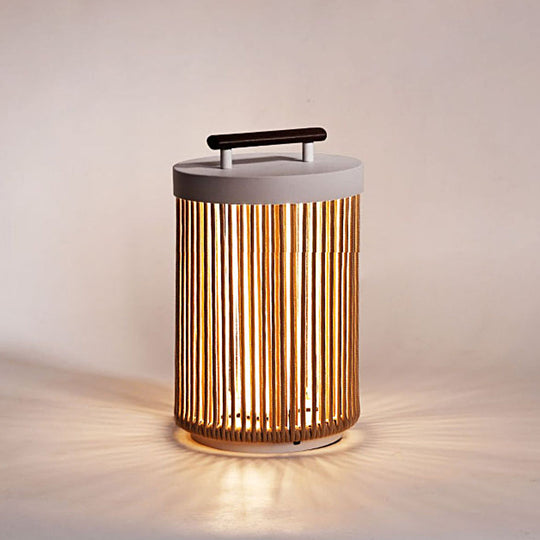 Handmade Rattan Waterproof LED Solar Outdoor Lantern