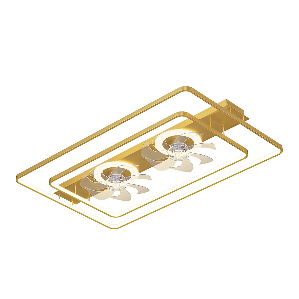 Rectangular LED Dual-Fan Nordic Bladeless Ceiling Fan