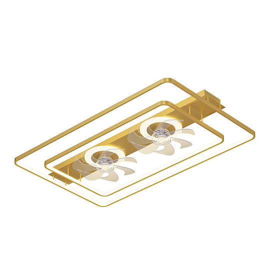 Rectangular LED Dual-Fan Nordic Bladeless Ceiling Fan