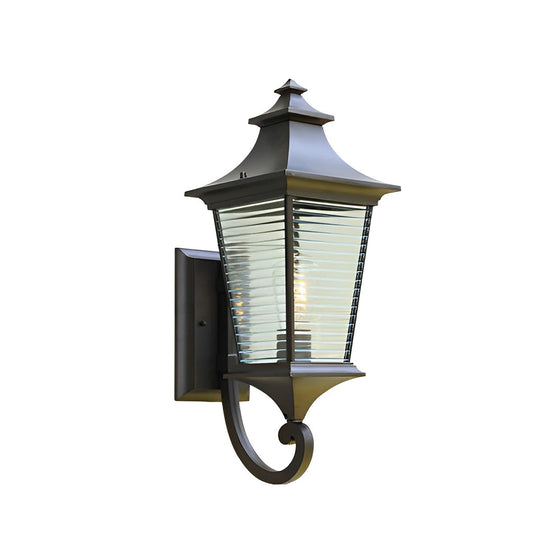Retro Waterproof Stripes Glass Shade Outdoor Wall Light
