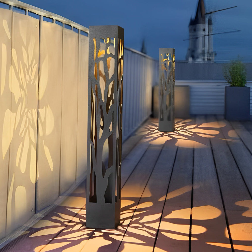 Solar Powered Modern Outdoor Lawn Lights with Hollow Branch Pattern