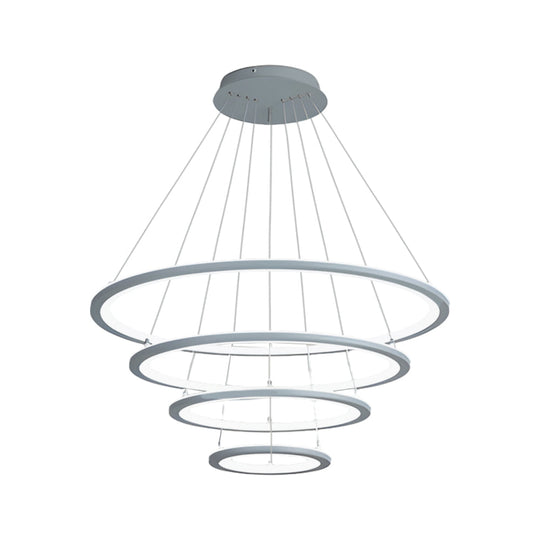 4-Rings LED Mid-Century Modern Chandelier with Remote Control