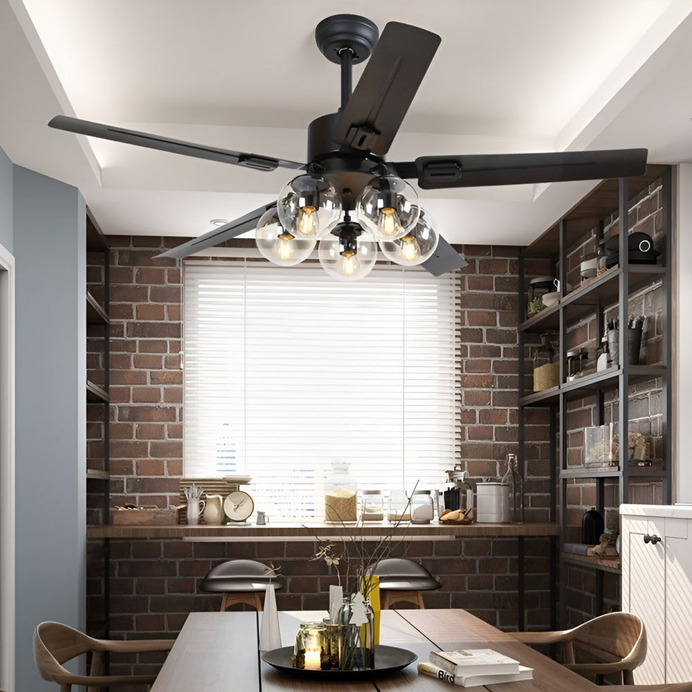42 Inch 5 Lights Silent Nordic Flush Mount Ceiling Fan Light