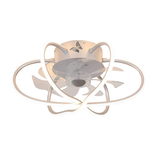 Round Flower Cage Bladeless Ceiling Fan with Dimmable LED and Remote Control