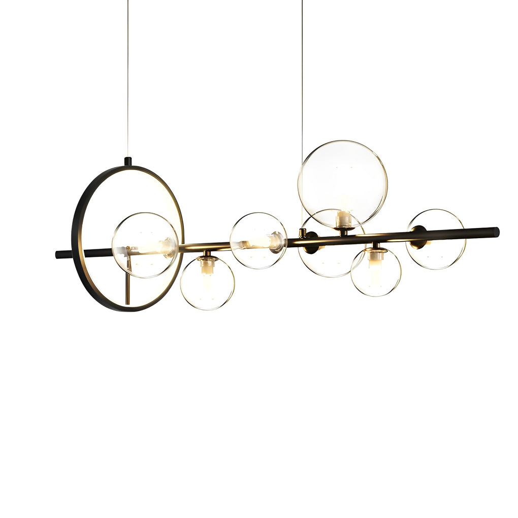 Circular Glass Bubbles LED Black Nordic Chandelier