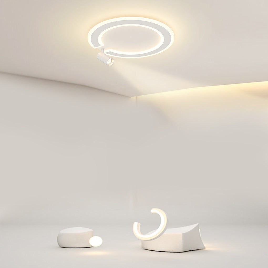 Unique Circle Flush Mount LED Ceiling Light with Adjustable Spotlight