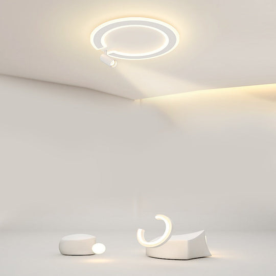 Unique Circle Flush Mount LED Ceiling Light with Adjustable Spotlight
