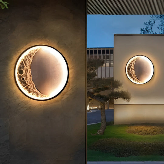 Crescent Moon Resin LED Outdoor Wall Light