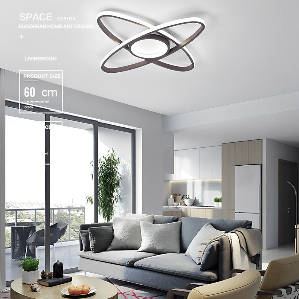 Overlapping Oval Dimmable LED Modern Flush Mount Ceiling Light
