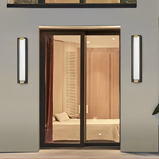 Rectangular LED Waterproof Black Porch Light Modern Outdoor Wall Sconce