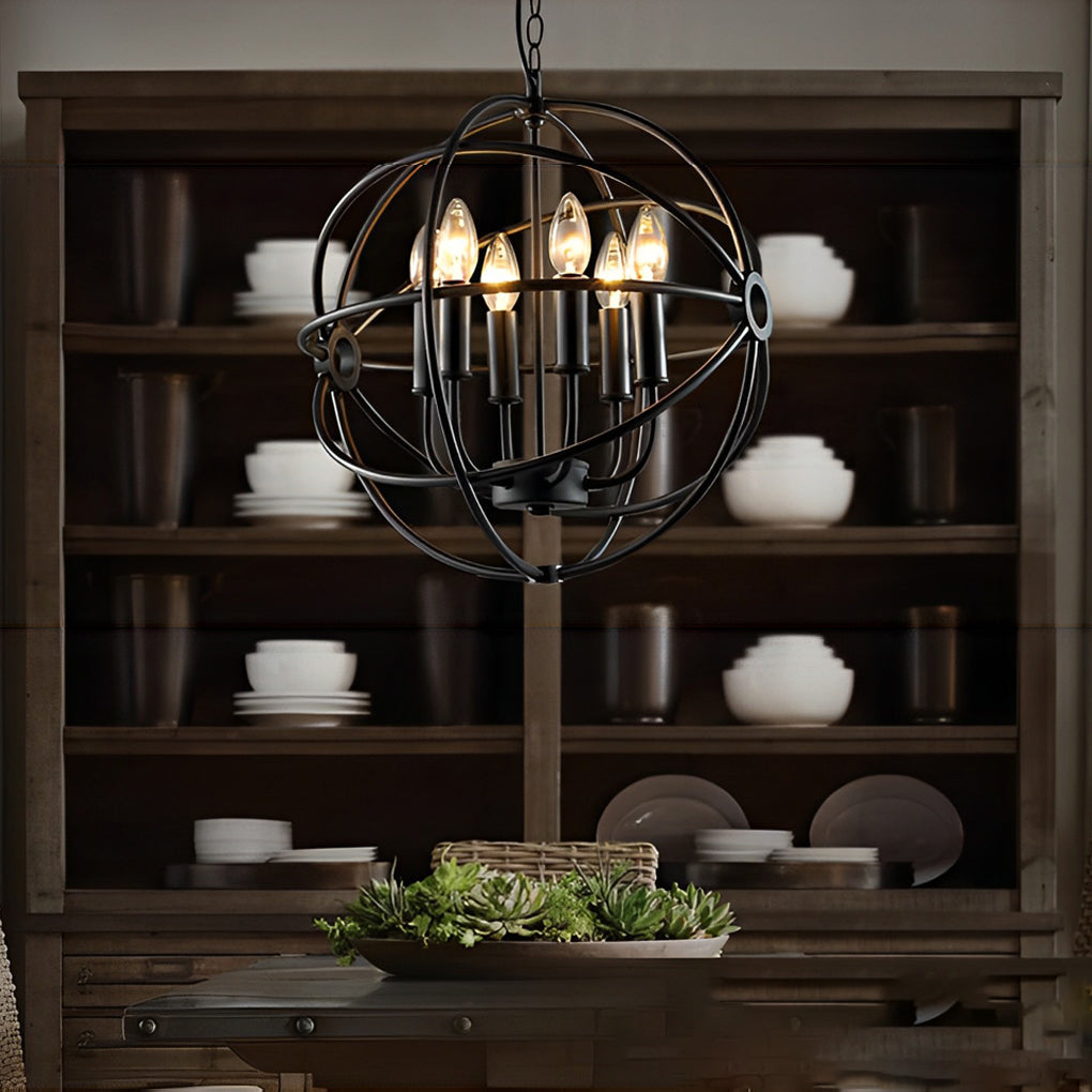 Retro Iron Birdcage Candlestick American Style Chandelier Pendant Light