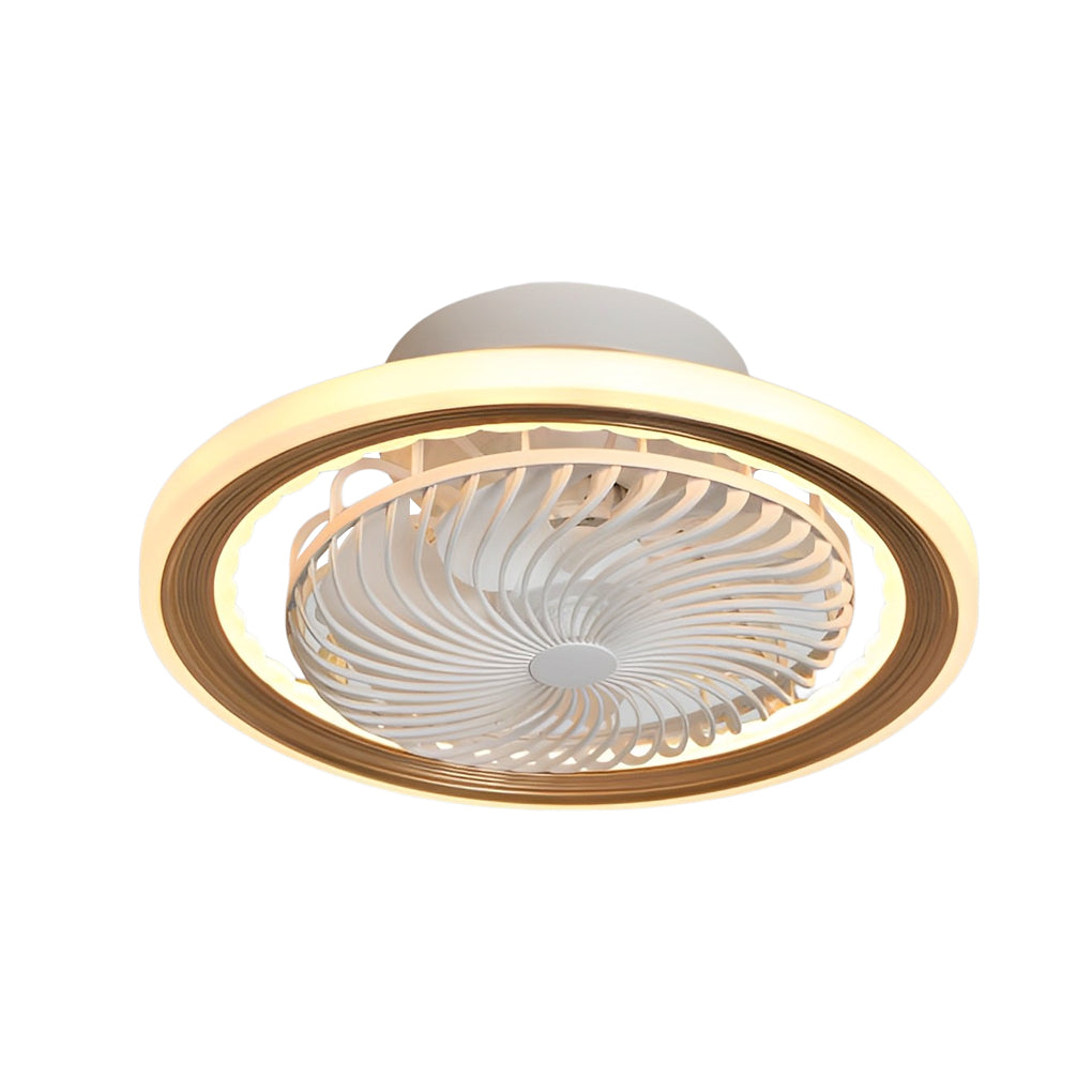 Round Bladeless Ceiling Fan with 3-Step Dimmable LED and Silent Airflow